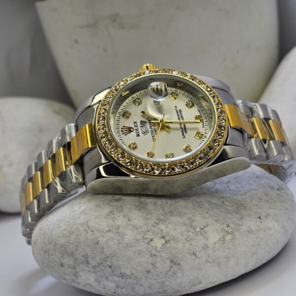 Rolex Oyster Perpetual Day-Date Diamond Bezel Two-Tone Watch (Replica)