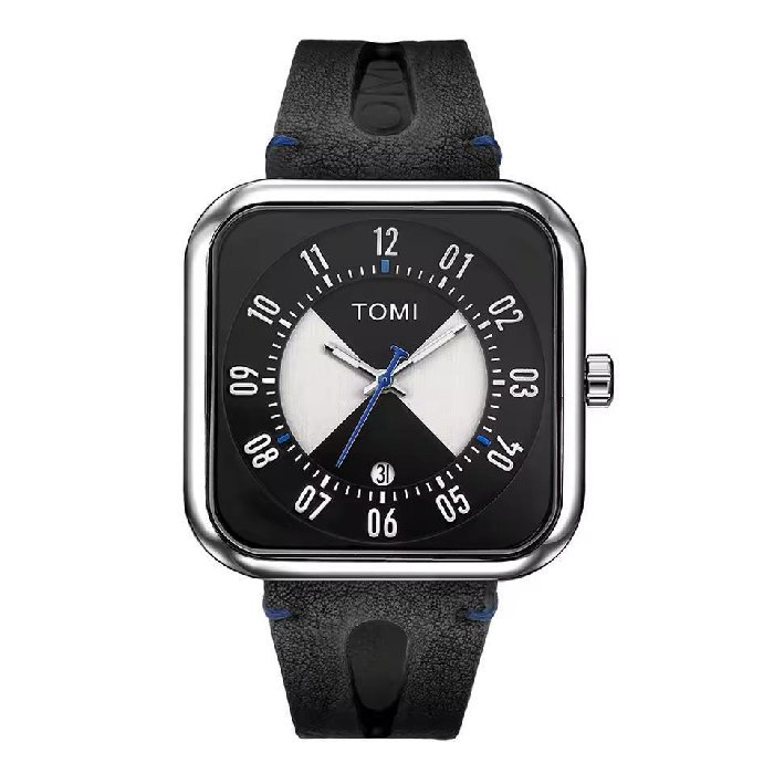 TOMI Square Dial Analog Wrist Watch – Modern Black & Silver Design - Image 2