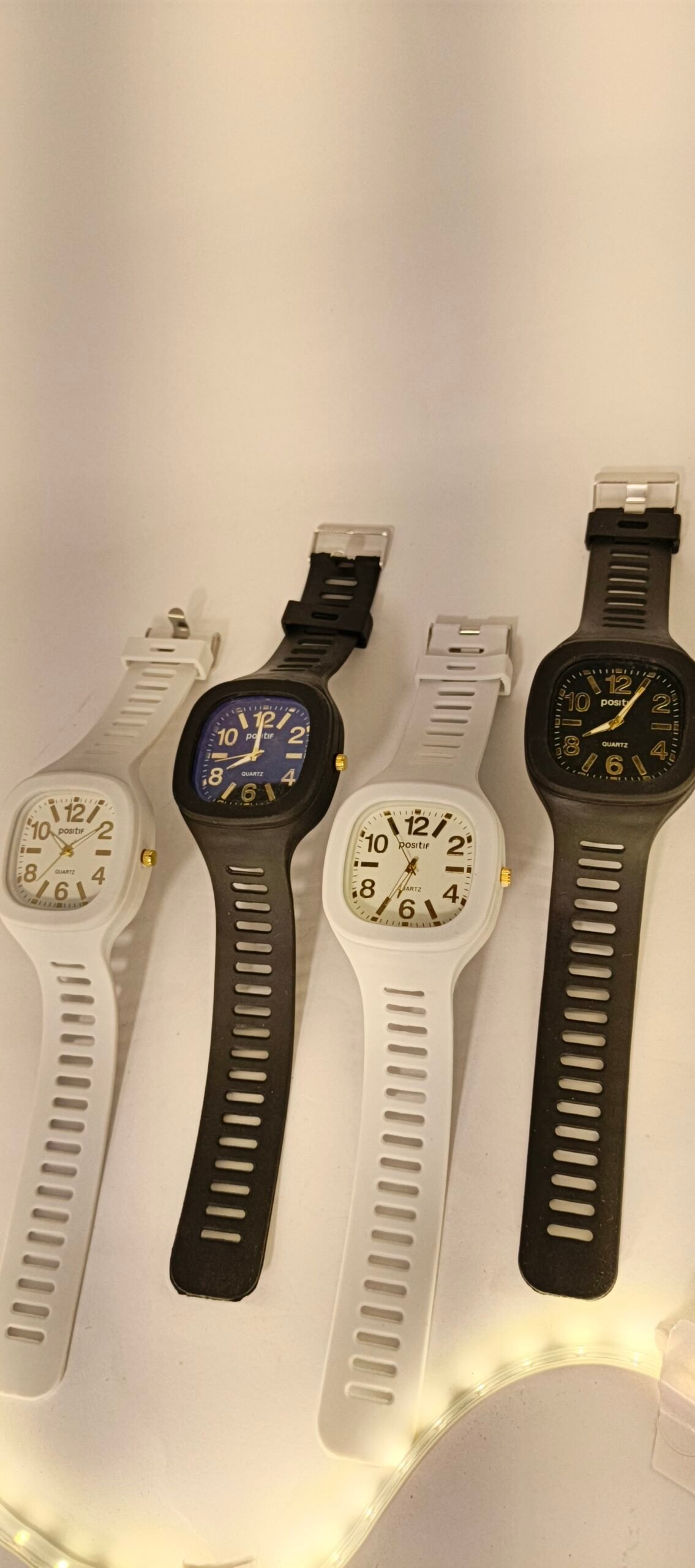 Positif White Quartz Watch with Gold Accents/Black/White - Image 3