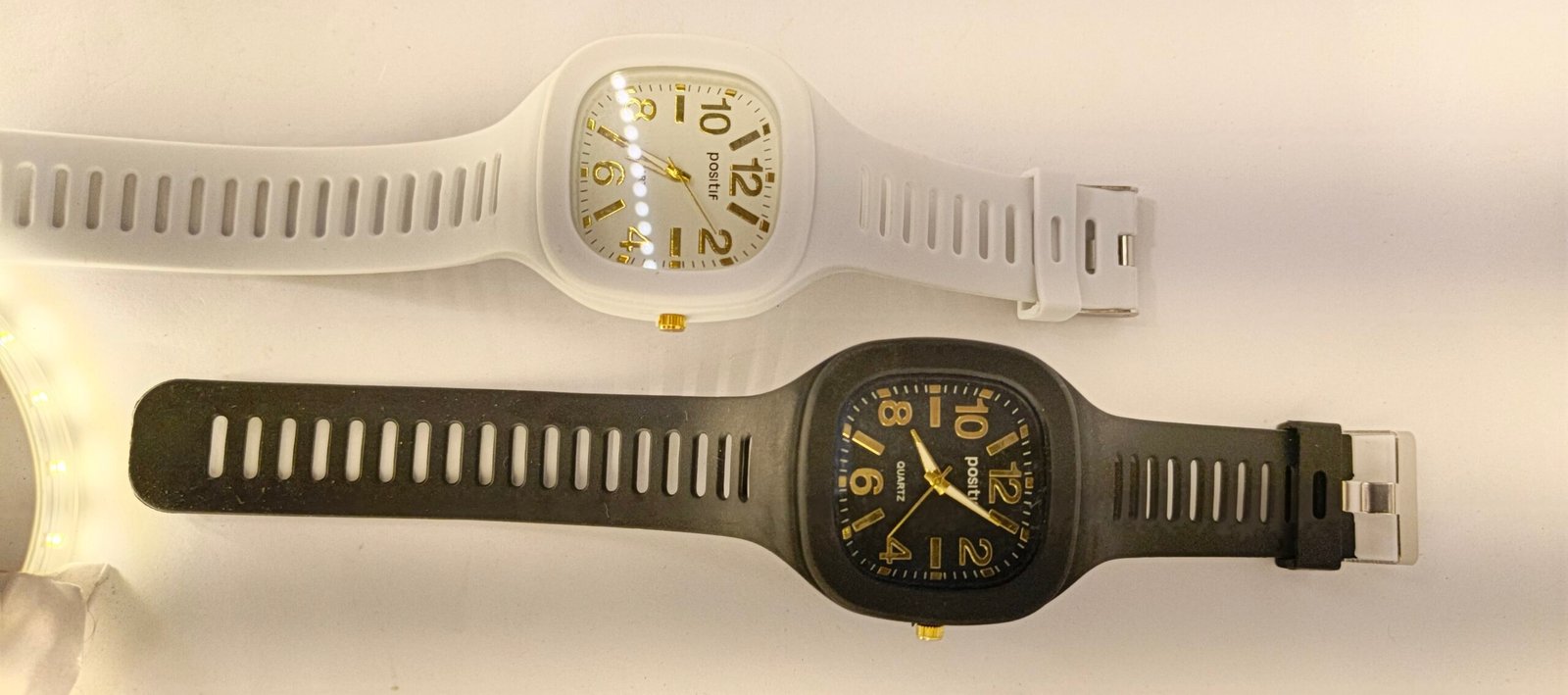 Positif White Quartz Watch with Gold Accents/Black/White - Image 2