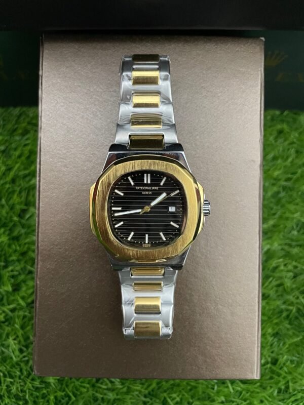 Patek Philippe Nautilus - Elegant Timepiece with Black and Gold Dial