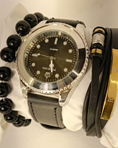 Luxury Proking Quartz Wrist Watch with Bracelet & Bead Set – Men’s Fashion Gift Combo