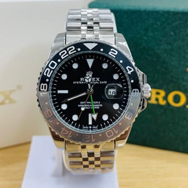 Rolex GMT-Master II Style Men's Luxury Automatic Watch – Dual Time Zone Bezel, Stainless Steel Bracelet